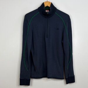 Icebreaker Half Zip Men Large Gray Merino Wool 320 Sport Pullover Layer Sweater